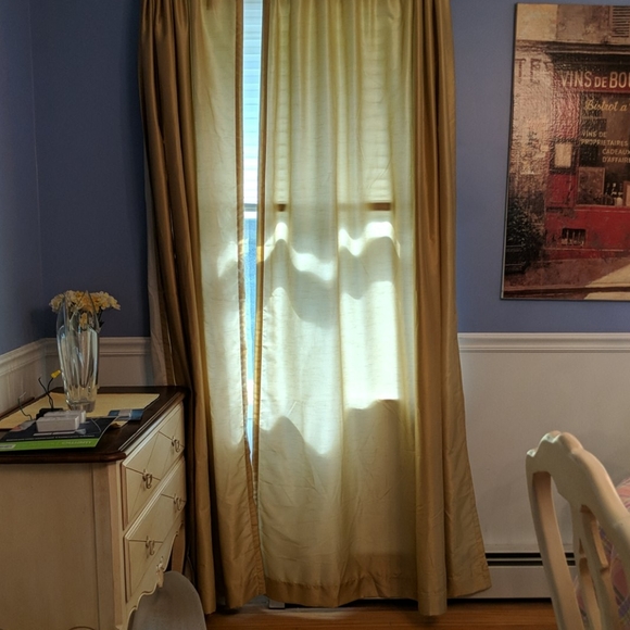 Gold lined curtains w/2 inch rod pocket. - Picture 2 of 6